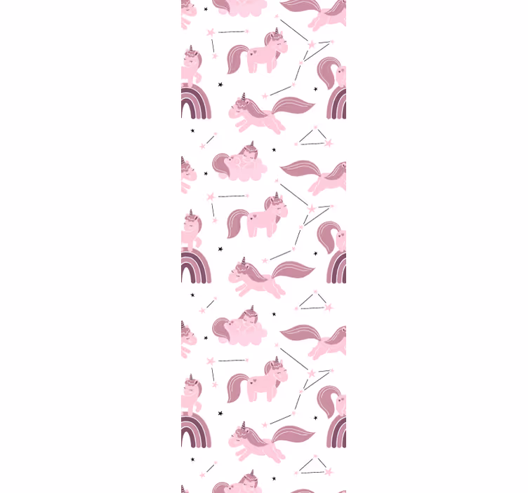 Papel pintado infantil Unicornios divertidos con constelaciones d - TenVinilo