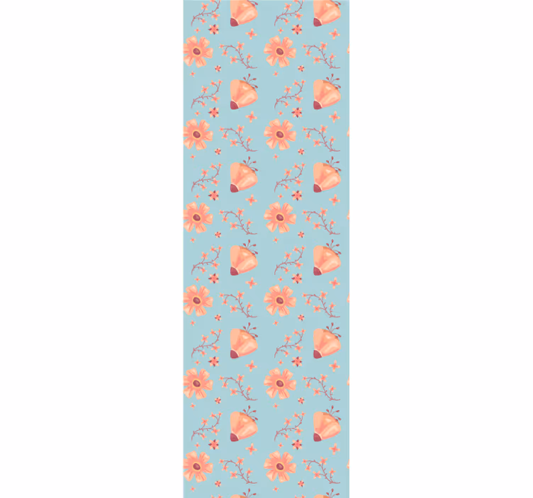 Papel tapiz flores patrón floral de mariposas - TenVinilo
