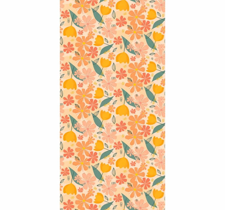 Papel tapiz flores motivo floral cítrico - TenVinilo