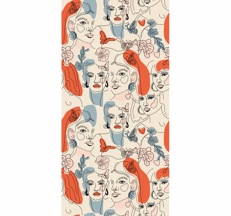 Papel tapiz arte estilo lineal femenino - TenVinilo