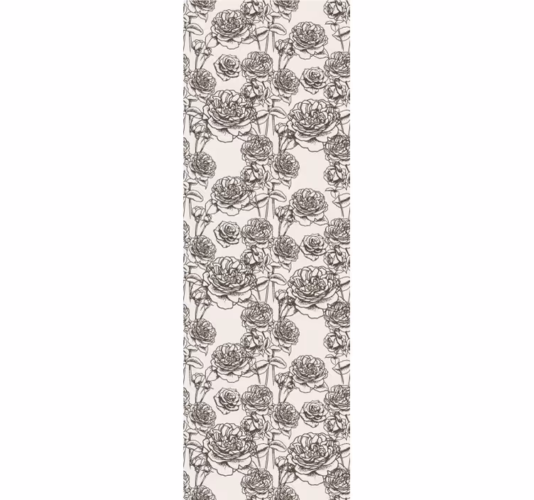 Papel tapiz flores bosquejo rosa - TenVinilo