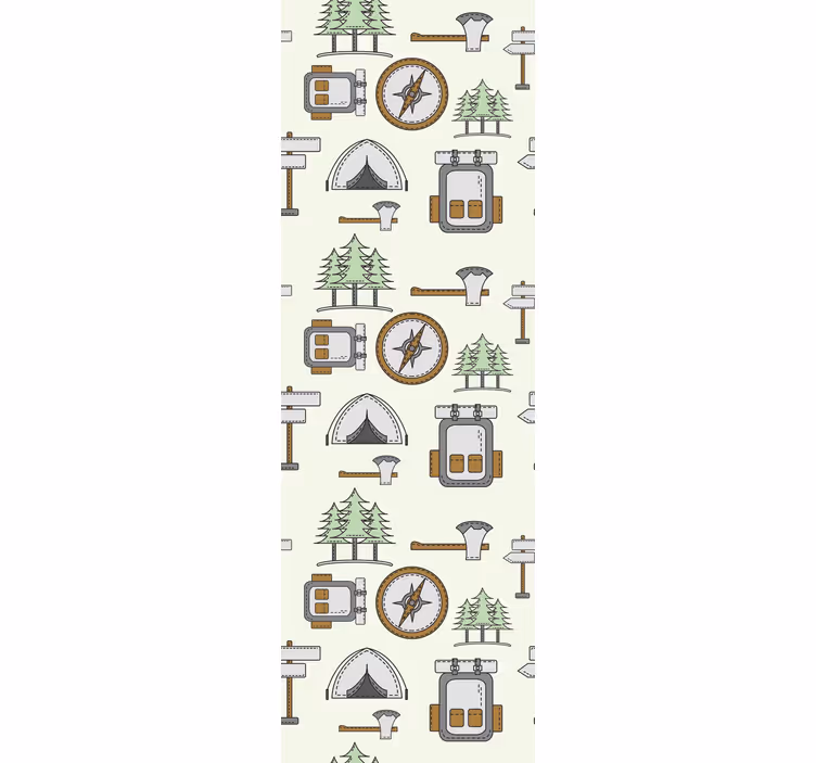 Papel pintado selva Tazón de bolsa de camping, headchet, brújula - TenVinilo