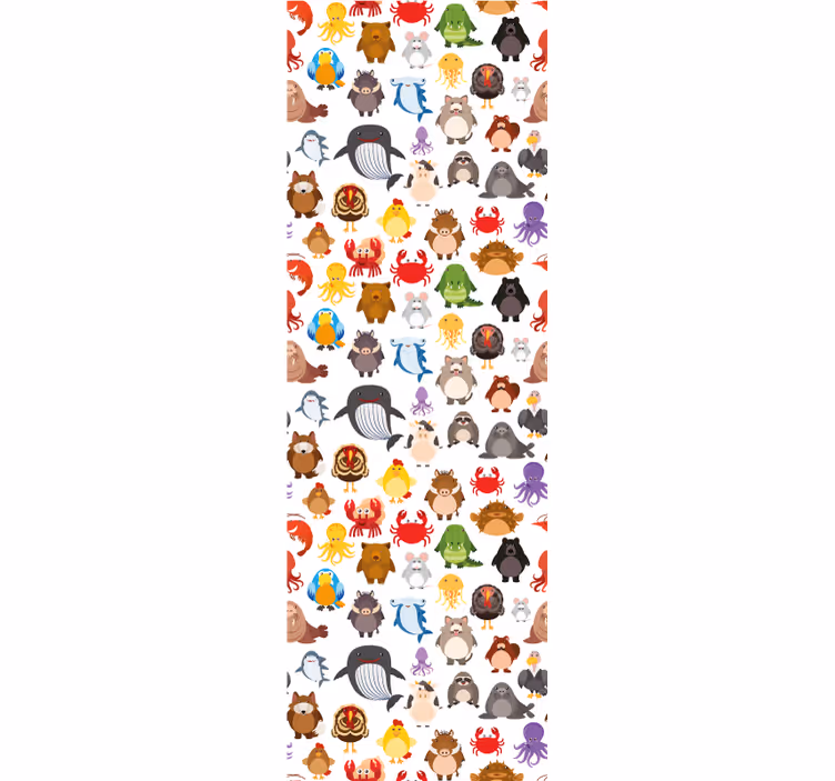 Papel pintado selva Animales salvajes en colores. - TenVinilo
