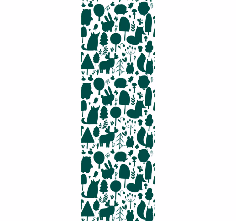 Papel tapiz naturaleza siluetas de fauna forestal - TenVinilo