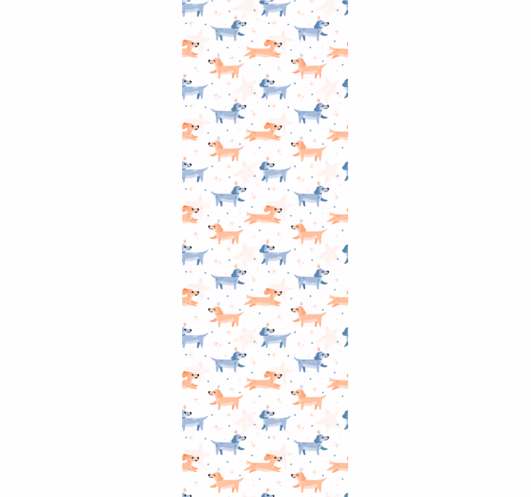 Papel tapiz bebé tema de cachorros juguetones - TenVinilo