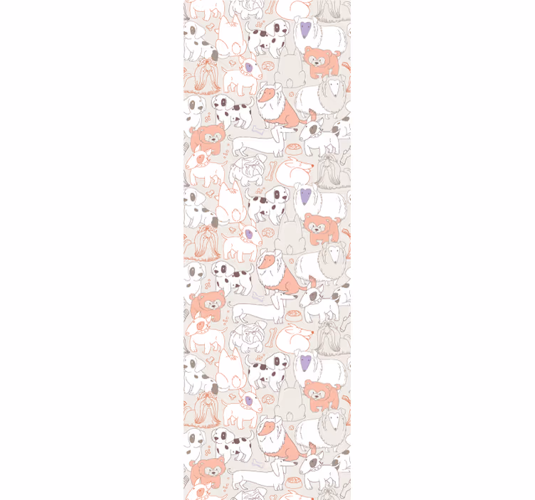 Papel tapiz animales mural de cachorros juguetones - TenVinilo