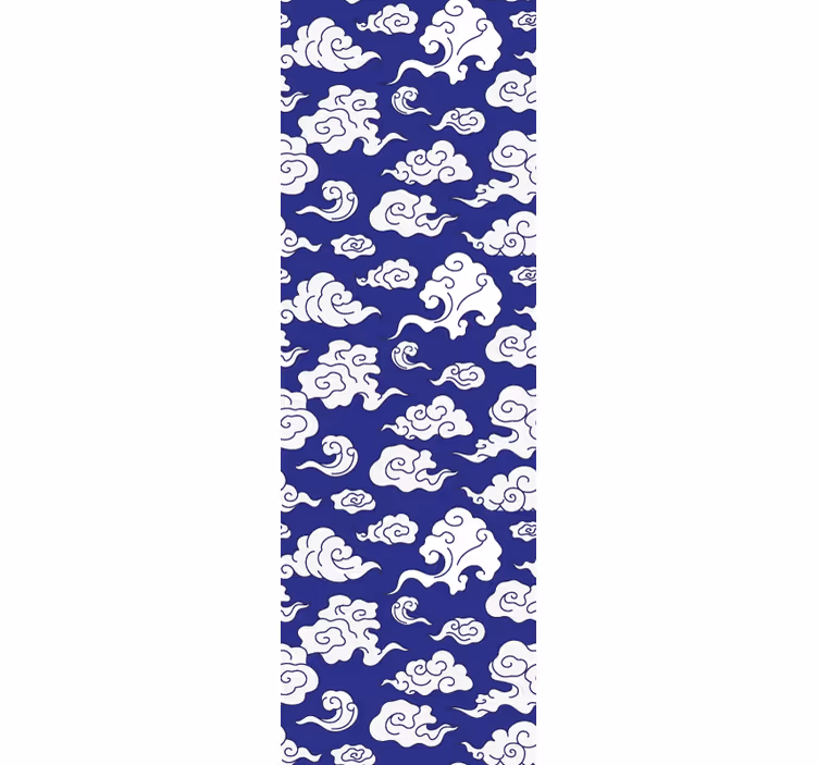 Papel pintado baño Silueta de nubes blancas fondo azul - TenVinilo