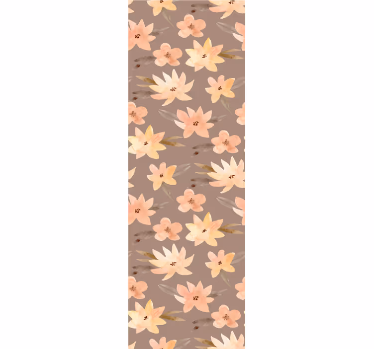 Papel tapiz flores patrón de floración marrón - TenVinilo