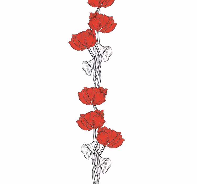 Papel pintado flores Patrón de tulipanes verticales rojos - TenVinilo