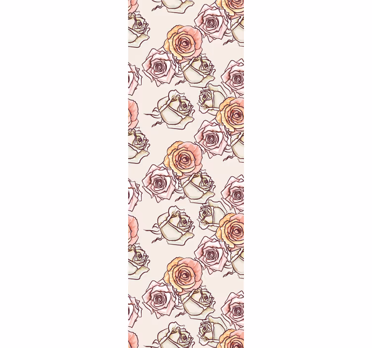 Papel tapiz flores cuaderno de bocetos rosas - TenVinilo