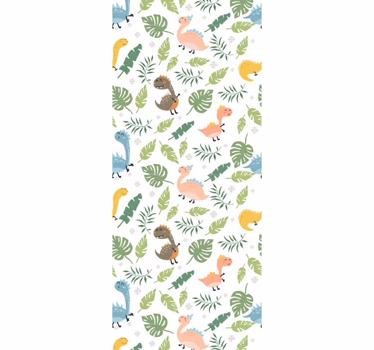 Papel pintado dinosaurios Bosque de color pastel con patrón de di - TenVinilo