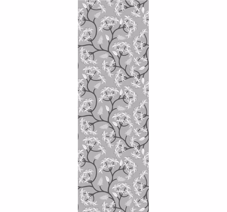 Papel tapiz flores patrón de rama gris - TenVinilo