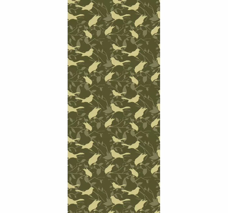 Papel tapiz pájaros patrón simple verde - TenVinilo