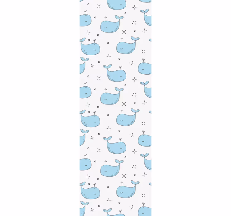 Papel tapiz infantil ballenas bebes azules - TenVinilo