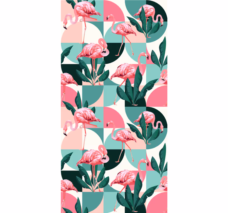 Papel tapiz selva patrón tropical de flamencos - TenVinilo