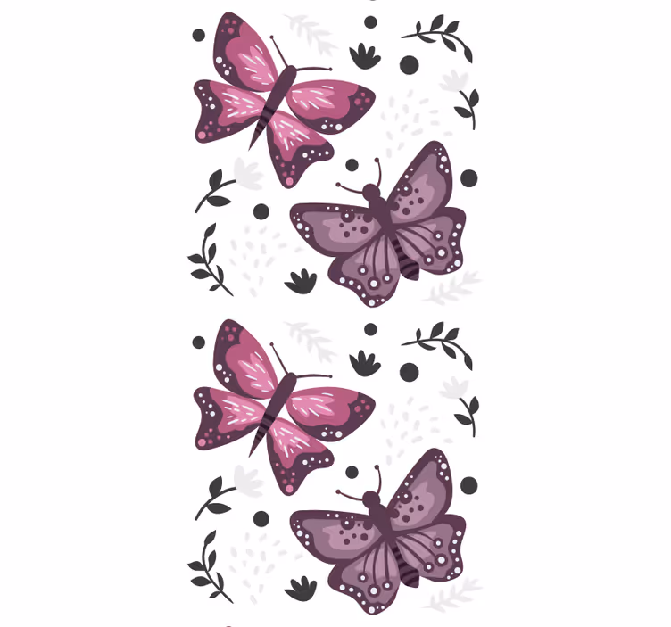 Papel pintado infantil Patrón de mariposa punteada rosa - TenVinilo