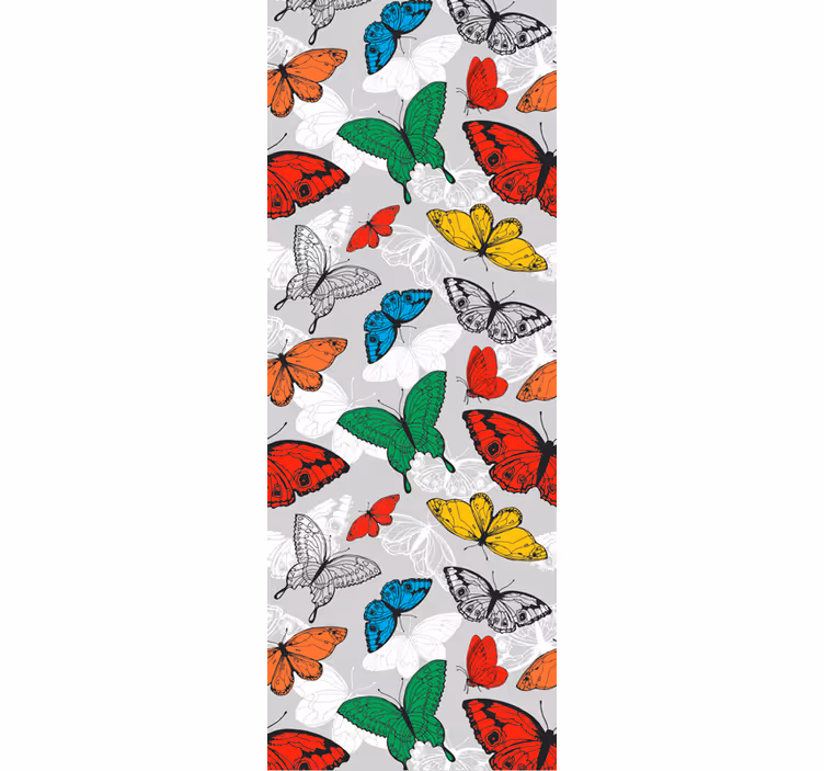 Papel pintado comedor Patrón de mariposa blanca y de color - TenVinilo