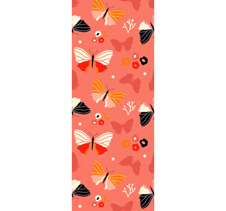 Papel pintado juvenil Hermoso patrón de mariposa rosa - TenVinilo
