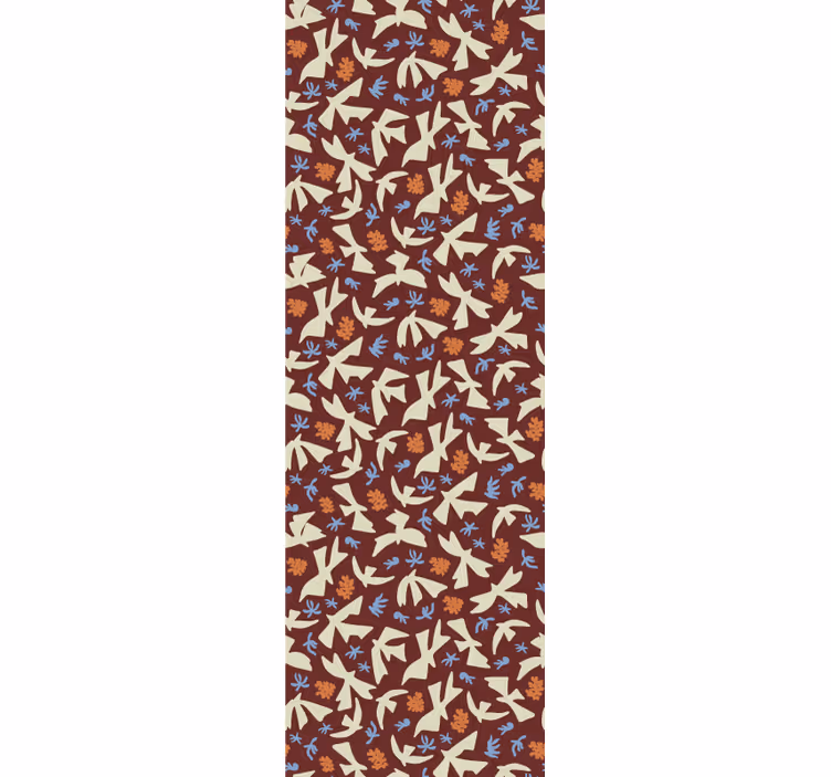 Papel tapiz floral motivos naturales estilizados - TenVinilo