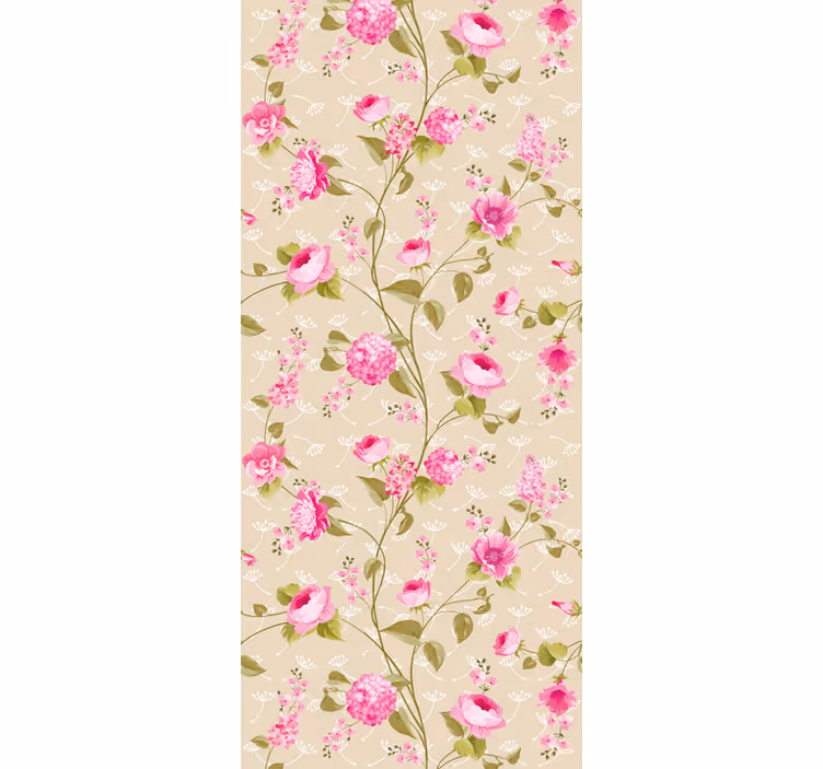 Papel tapiz flores patrón de rosas beige - TenVinilo