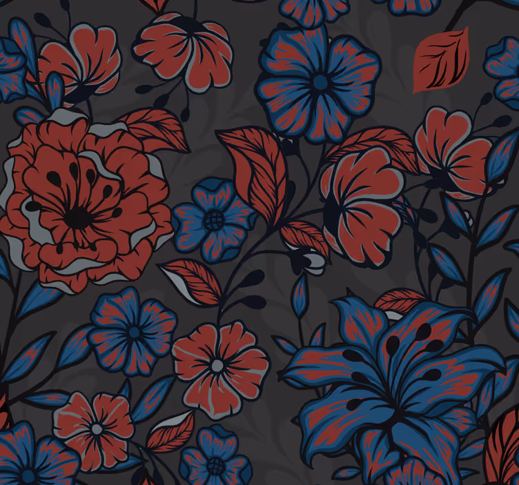 Papel tapiz flores escena floral floreciente - TenVinilo