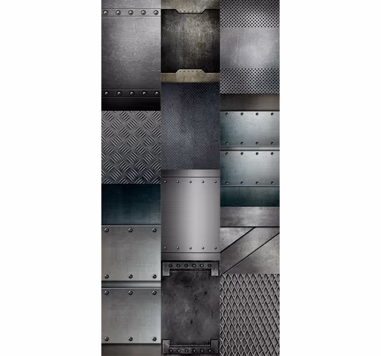 Papel tapiz industrial diseño de metal negro - TenVinilo