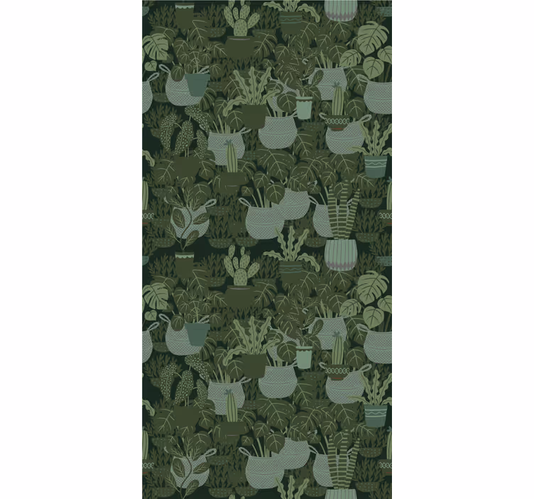 Papel tapiz hojas patrones de plantas en macetas - TenVinilo