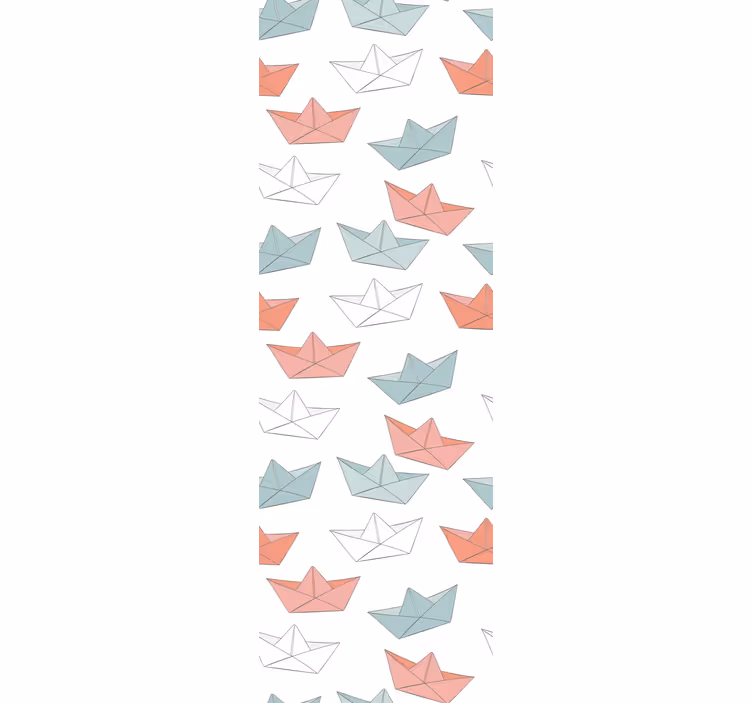 Papel tapiz infantil patrón de barco de origami - TenVinilo