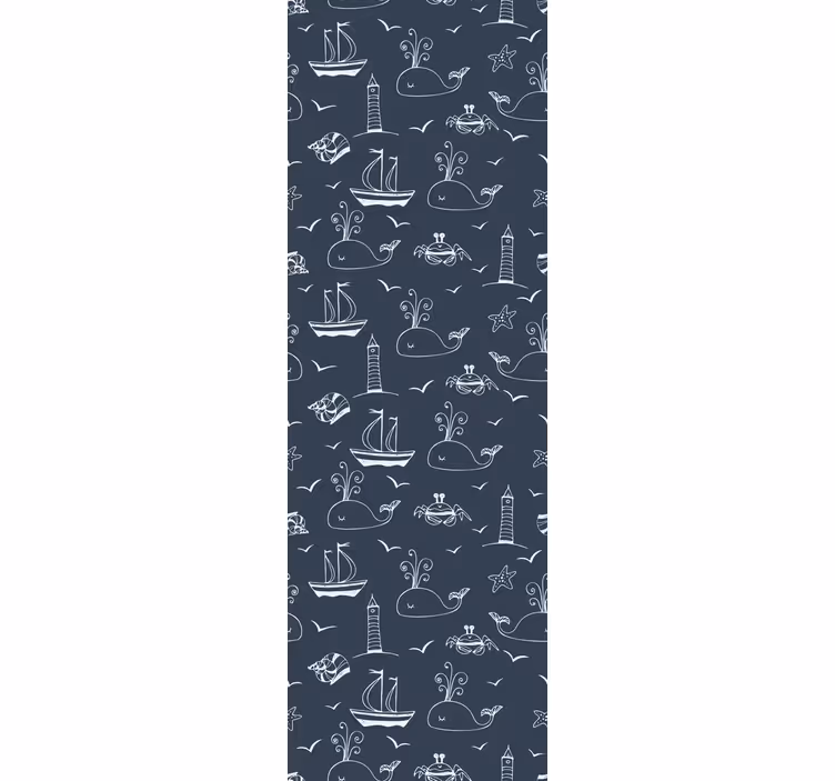 Papel tapiz peces escena náutica de ballena - TenVinilo