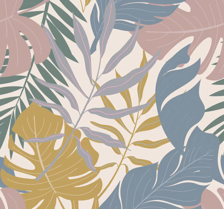 Papel tapiz despacho detalles de follaje tropical - TenVinilo