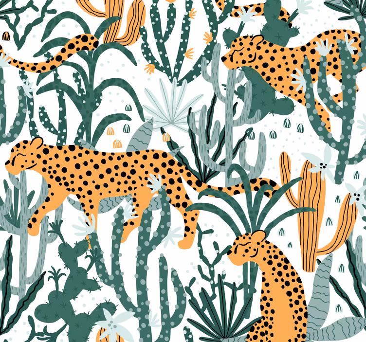 Papel pintado de leopardos leopardo en la jungla - TenVinilo