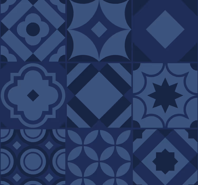 Papel tapiz cocina azulejos azul marino - TenVinilo