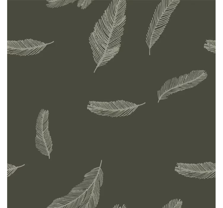 Papel dormitorio matrimonio plumas verdes minimalistas - TenVinilo