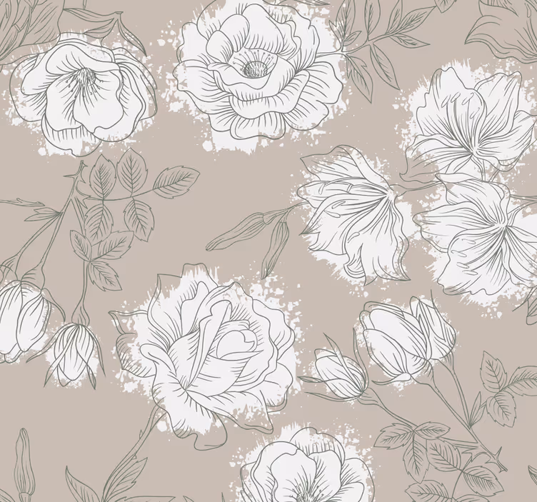Papel tapiz flores patrón floral elegante - TenVinilo