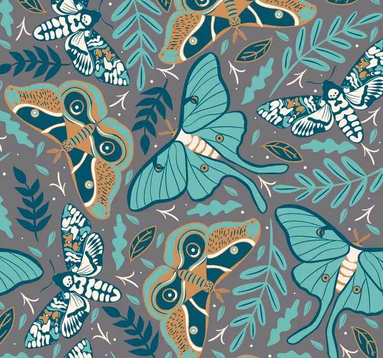 Papel tapiz mariposas elegante extensión ornamental - TenVinilo