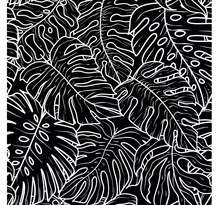 Papel tapiz negro hojas grandes - TenVinilo