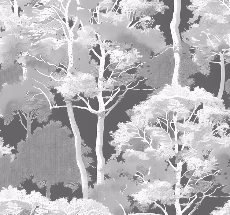 Papel tapiz gris patrón de bosque - TenVinilo