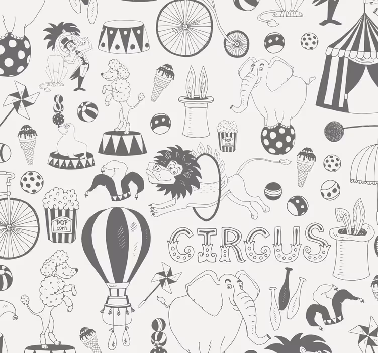Papel tapiz infantil impresión temática de circo - TenVinilo