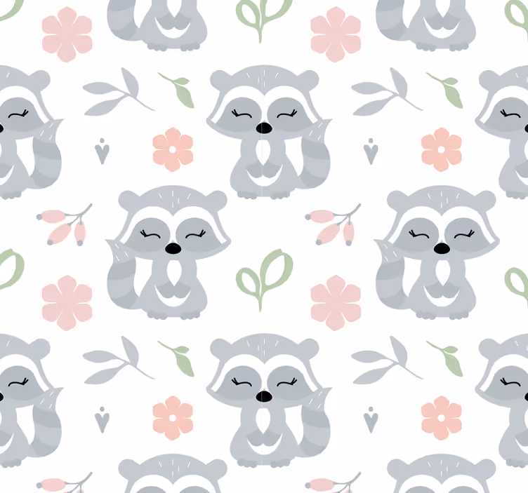 Papel tapiz animales lindos mapaches - TenVinilo