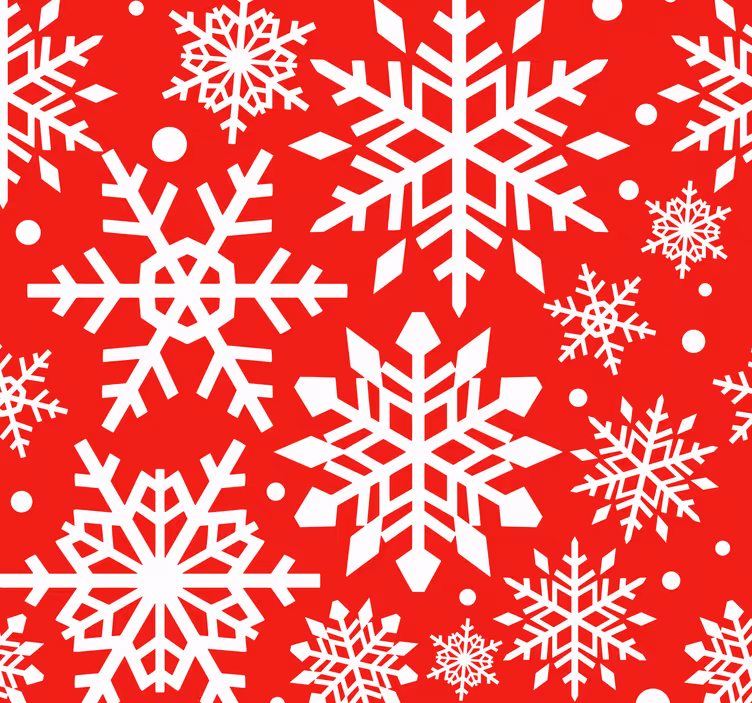 Papel pintado salón copos nieve rojos - TenVinilo