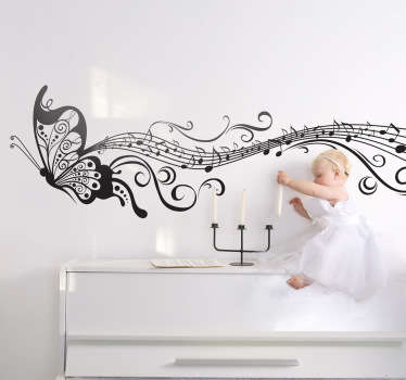 Vinilo decorativo mariposa musical