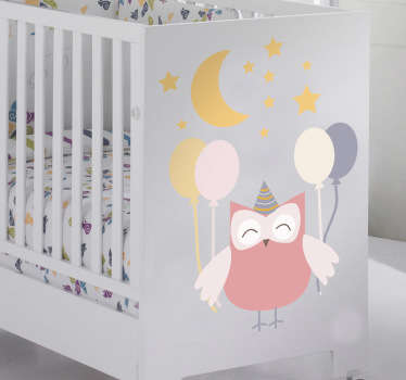 Vinilo infantil búho de fiesta