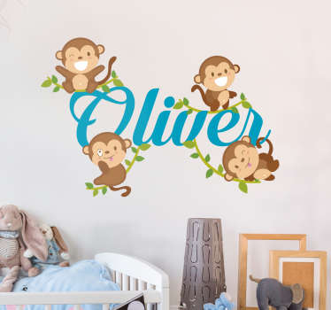 Vinilo infantil personalizado monos