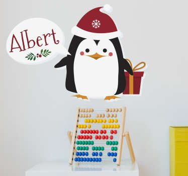 Vinilo navidad pingüino personalizable