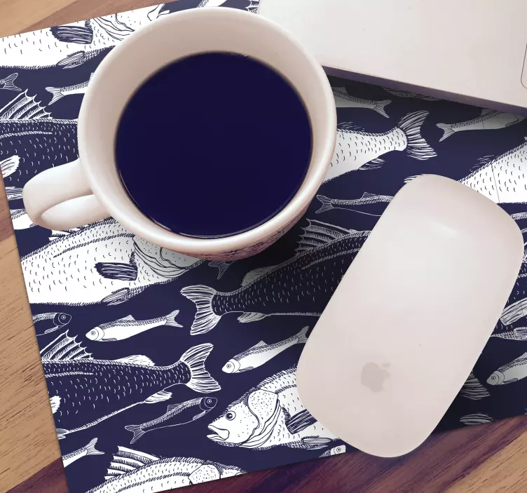 Alfombrilla ratón textura bajo peces de mar - TenVinilo