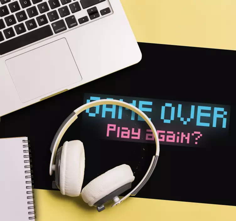 Alfombrilla gaming xxl Juego terminado jugar de nuevo gráfico - TenVinilo