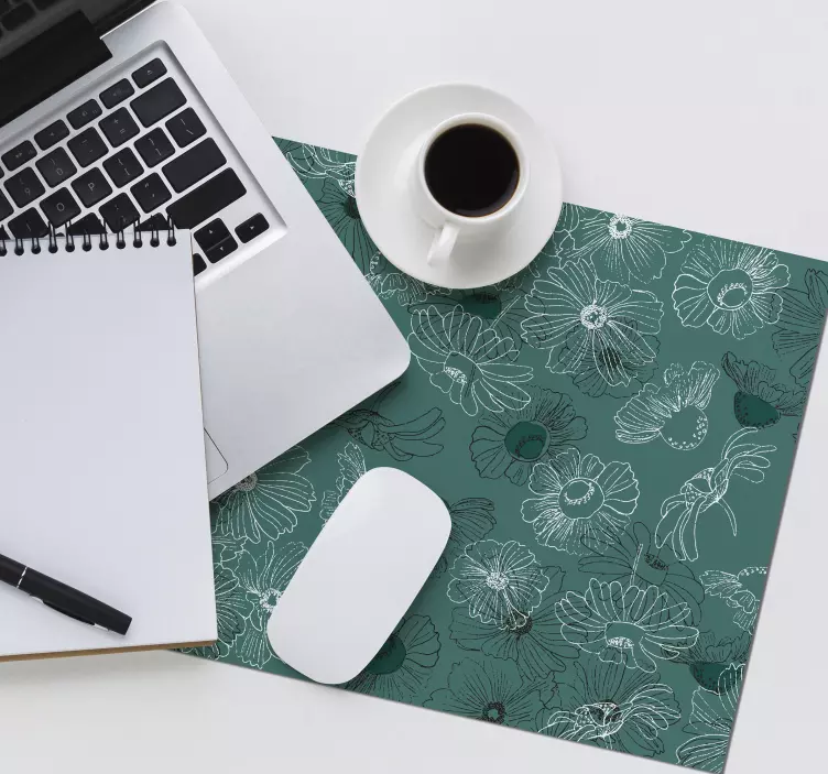 Alfombrilla ratón de flores en color verde - TenVinilo