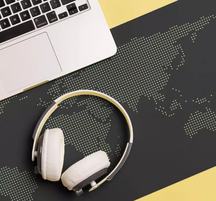 Alfombrilla raton mapamundi Pixel gris - TenVinilo