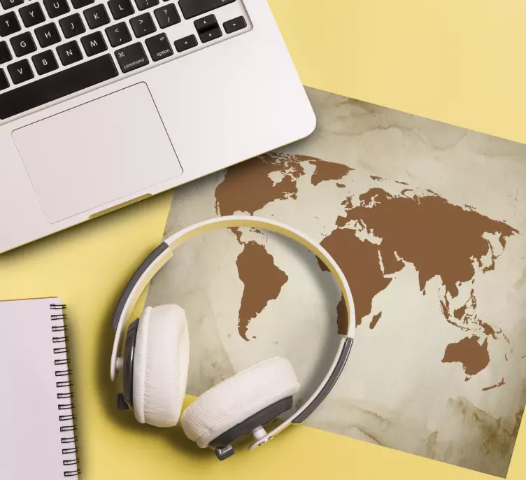 Alfombrilla ratón mapamundi Tonos marrones vintage - TenVinilo