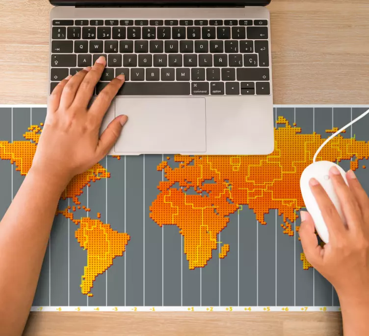 Alfombrilla ratón mapamundi Zona horaria del mapa mundial - TenVinilo